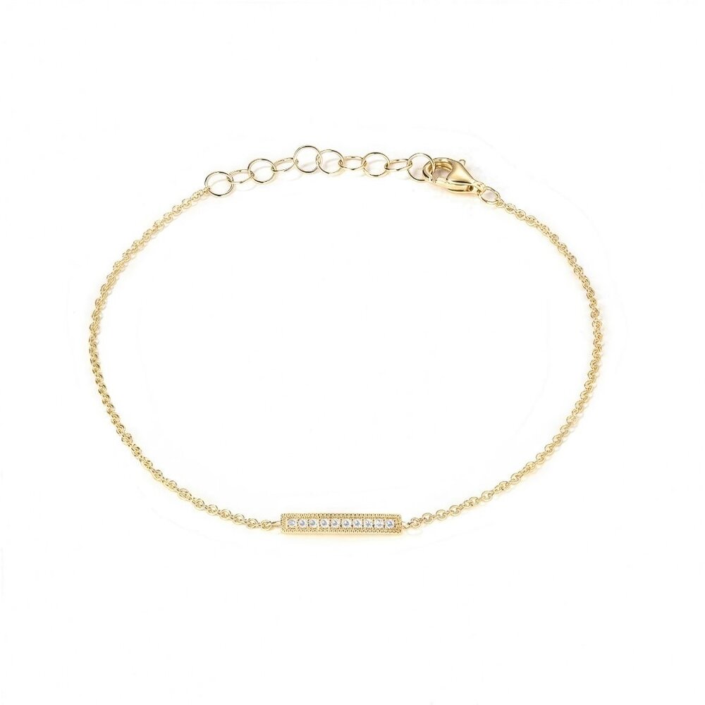 Tiny Dots Bar 14K (or 18k upon request) Gold Diamond Bracelet